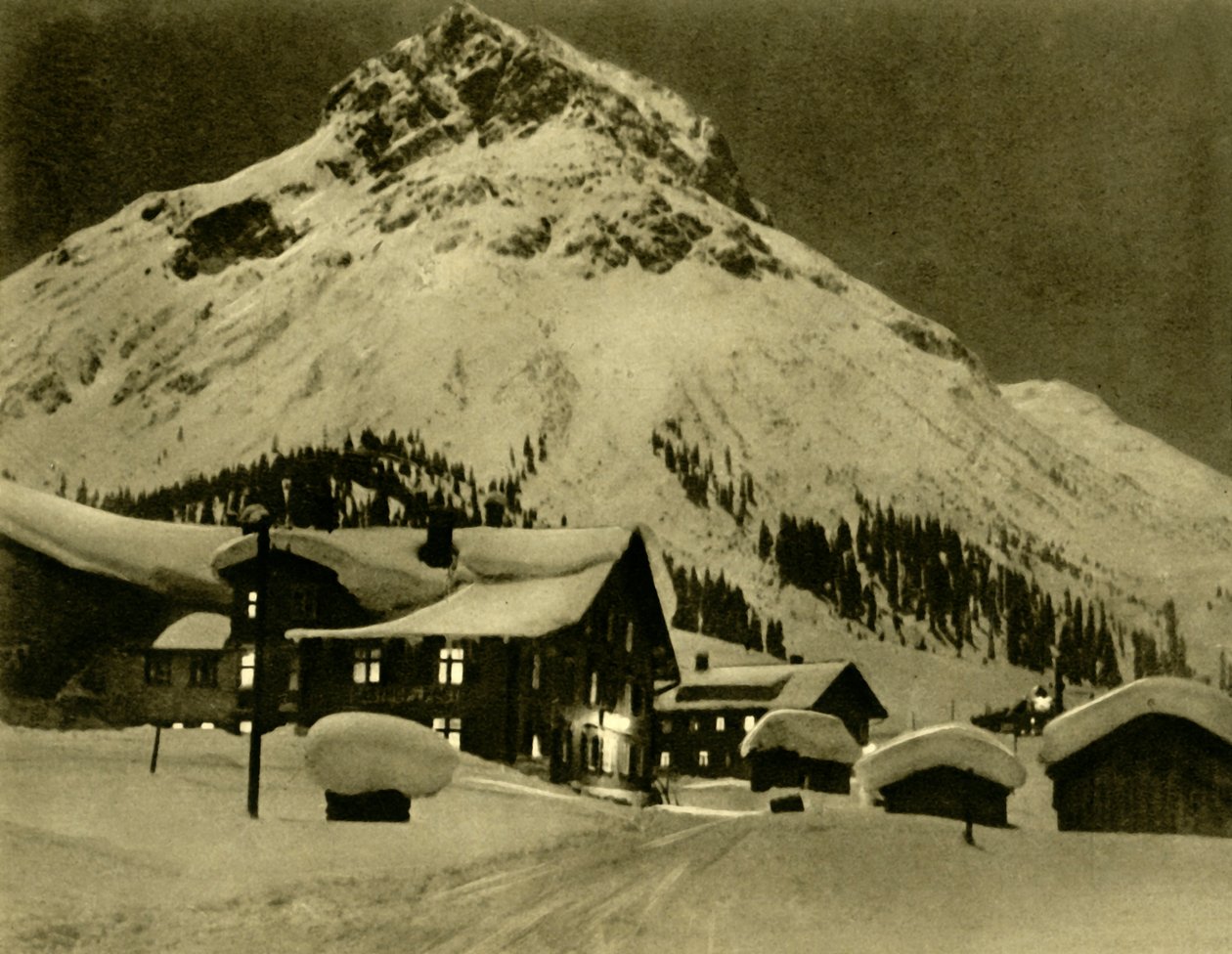 Lech am Arlberg v noci, Rakousko, c1935. od Unbekannt