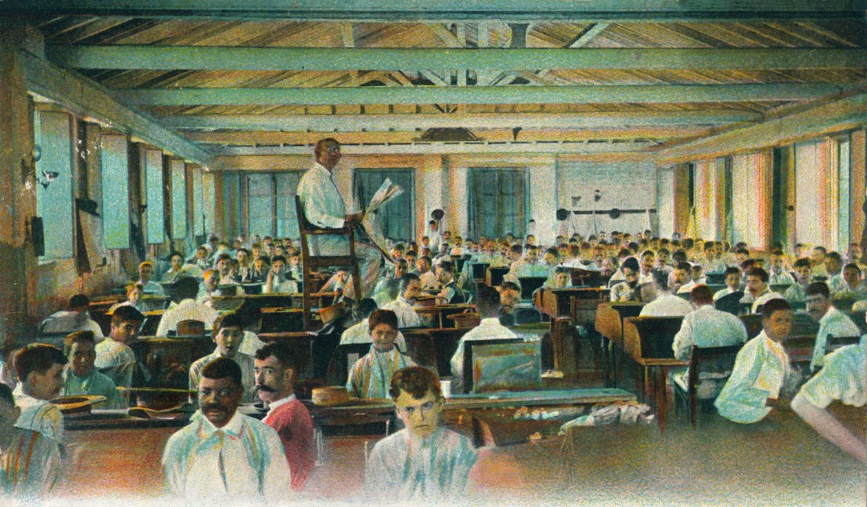Lektor čte doutníkům, továrna na doutníky, Havana, Kuba, 1910 od Unbekannt