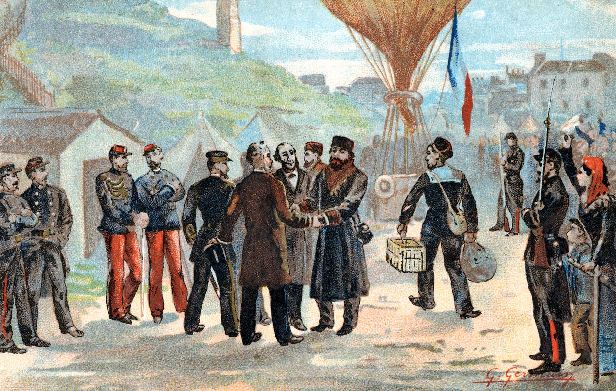 Leon Gambetta , francouzský politik na útěku z obležené Paříže, francouzsko-pruská válka, 1870 od Unbekannt
