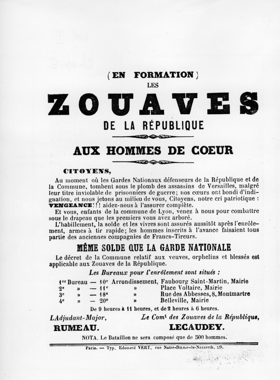 Les Zouaves, z francouzských politických plakátů Pařížské komuny, květen 1871 od Unbekannt