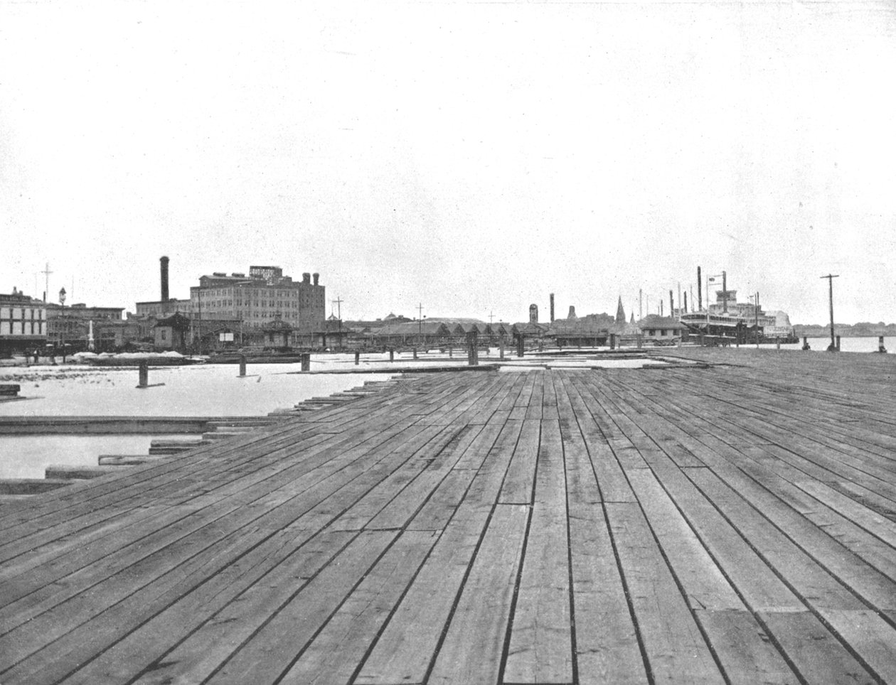 Levee and Steamboat Landing, New Orleans, Louisiana, USA, c1900. od Unbekannt