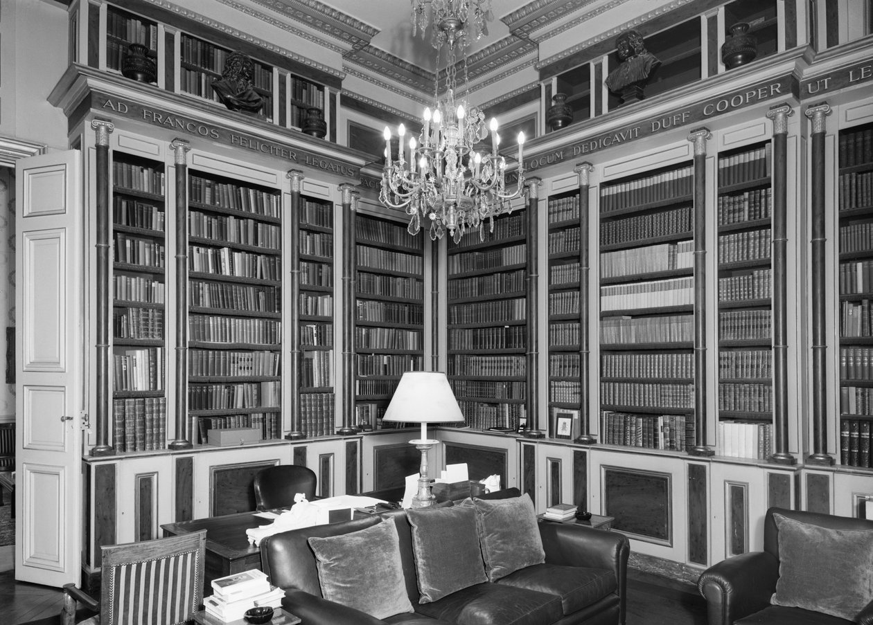 Knihovna, Britské velvyslanectví Hotel de Charost 39 Rue de Faubourg Saint Honore, Paříž, Francie, 1964 od Unbekannt