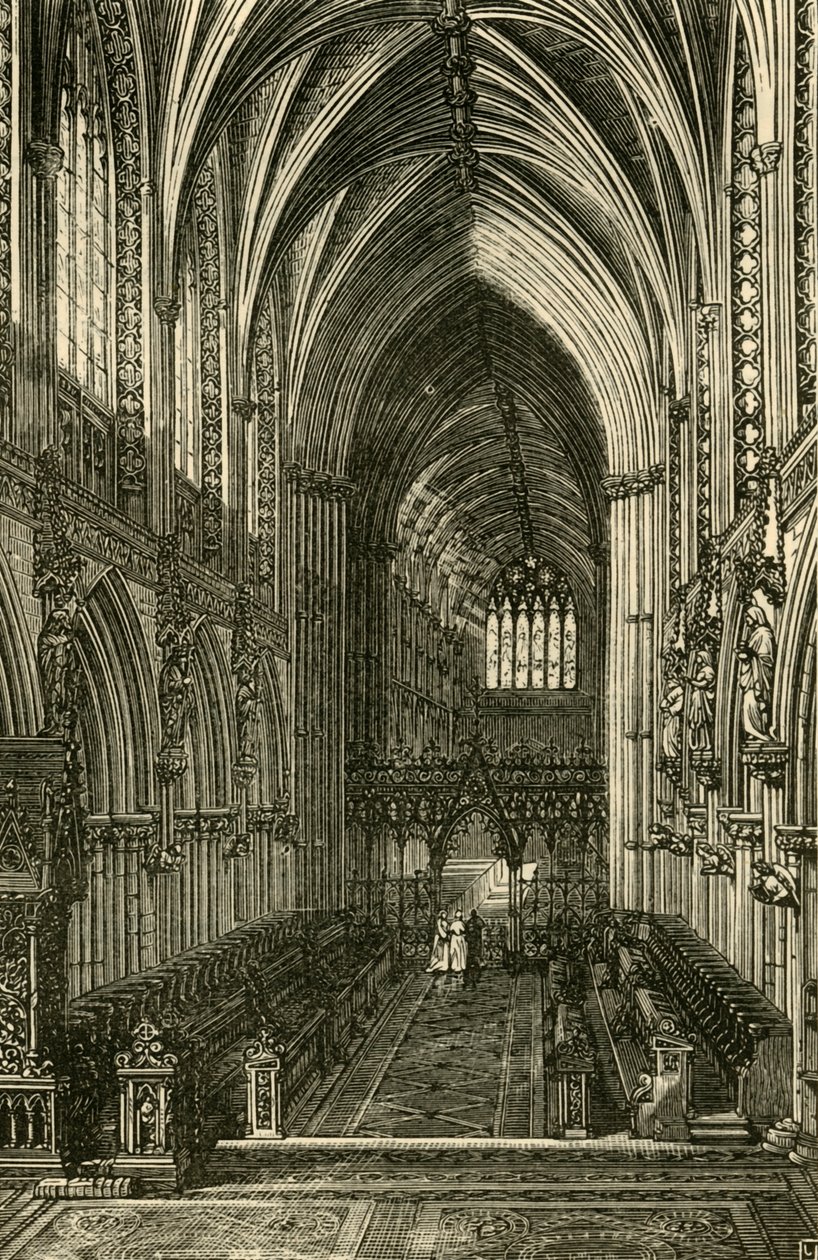 Interiér katedrály Lichfield, pohled na západ, 1898. od Unbekannt