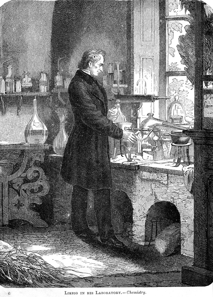 Liebig v jeho laboratoři-chemie, polovina 19. století c1885 od Unbekannt