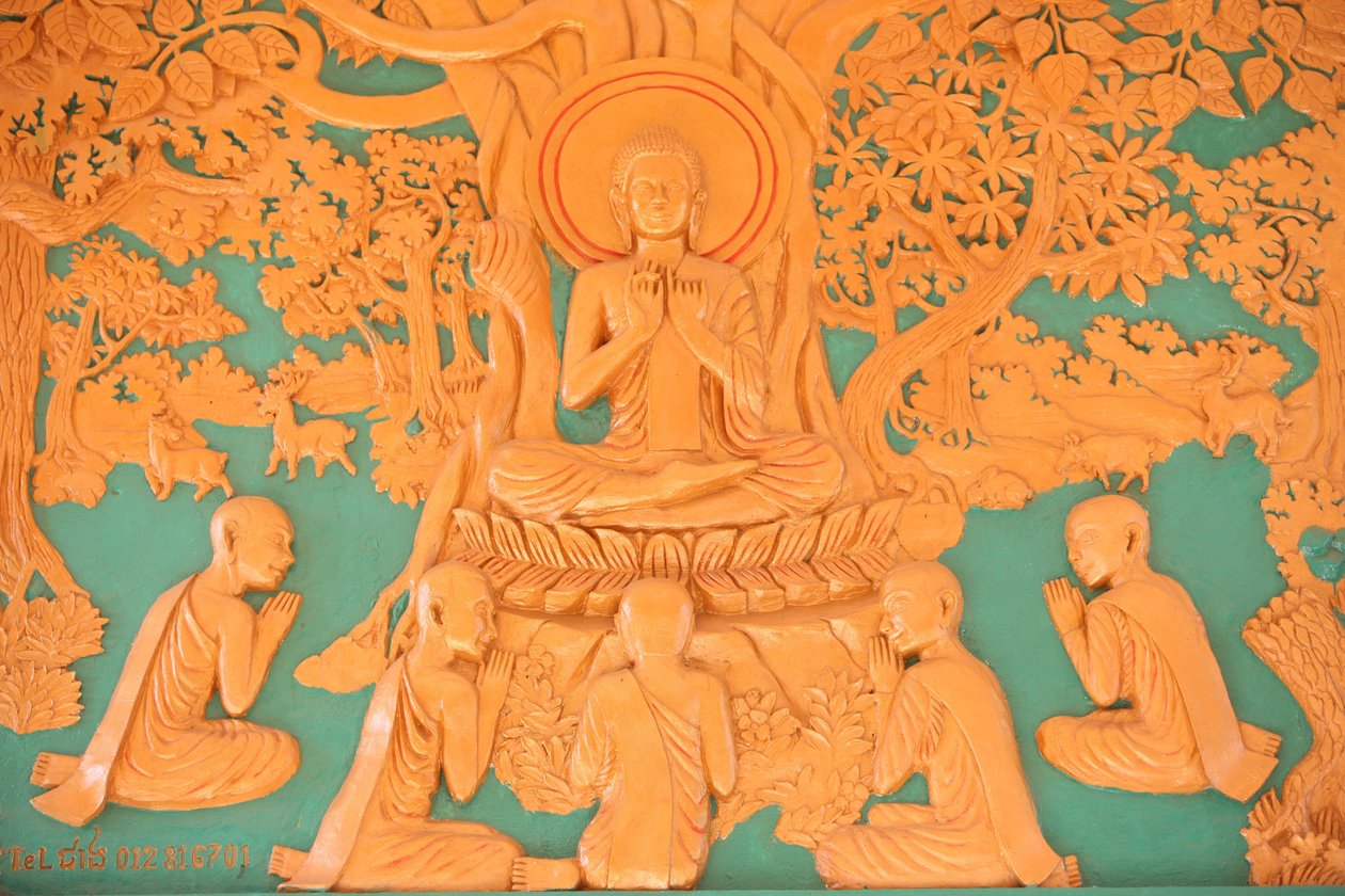 Život Buddhy. Buddha se svými 5 žáky v Benares Phnom Penh Kambodža od Unbekannt