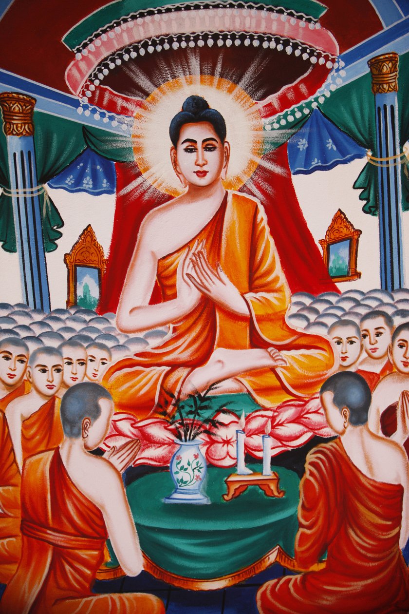 Život Buddhy Vyučování shromáždění arahantů, Siem Reap, Kambodža od Unbekannt