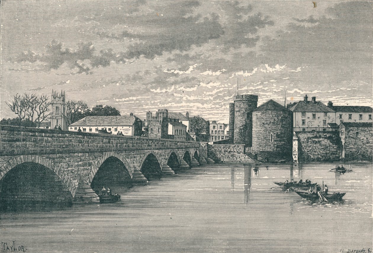 Limerick - Thomond Bridge a King Johns Castle, 1896 od Unbekannt