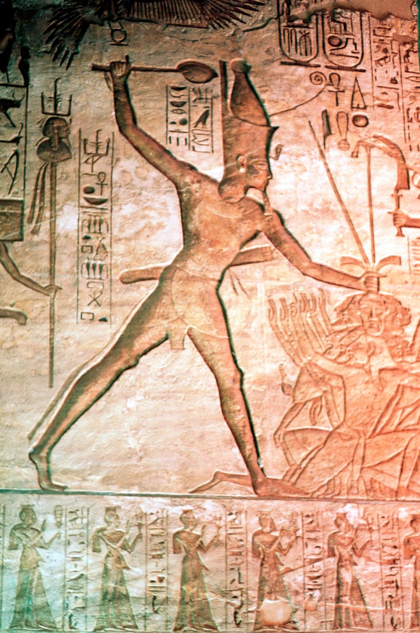 Vápencový reliéf z chrámu Rameses II, Abu Simbel, Egypt, 13. století před naším letopočtem od Unbekannt
