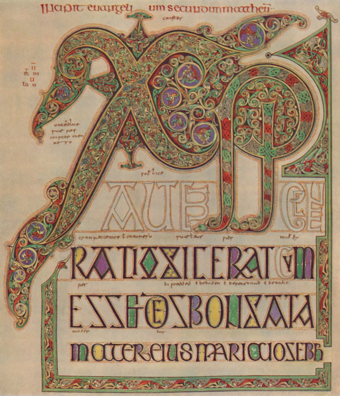 Lindisfarne Gospels, Christi autem page. Britské muzeum, c700 AD, 1935. od Unbekannt
