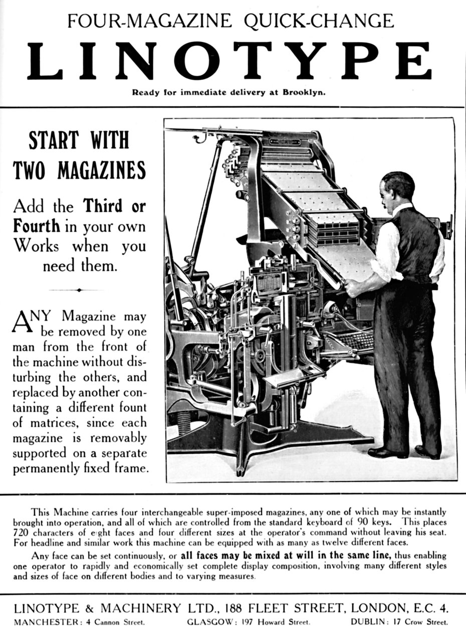 Reklama Linotype & Machinery Ltd., 1919 od Unbekannt