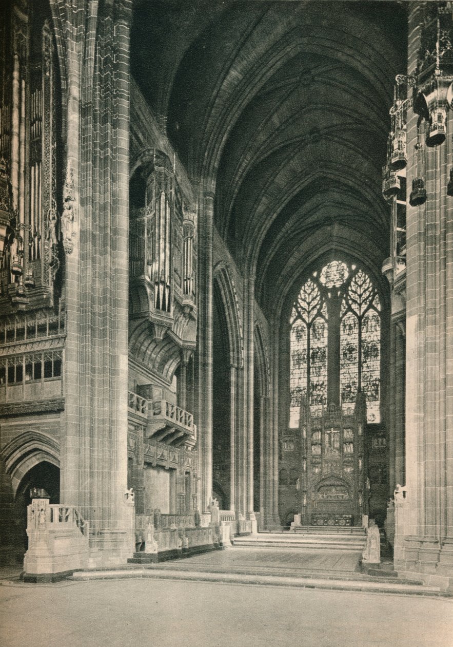 Liverpoolská katedrála: Sbor, při pohledu na východ. Architekt, Sir G. Gilbert Scott, R.A., 1924 od Unbekannt