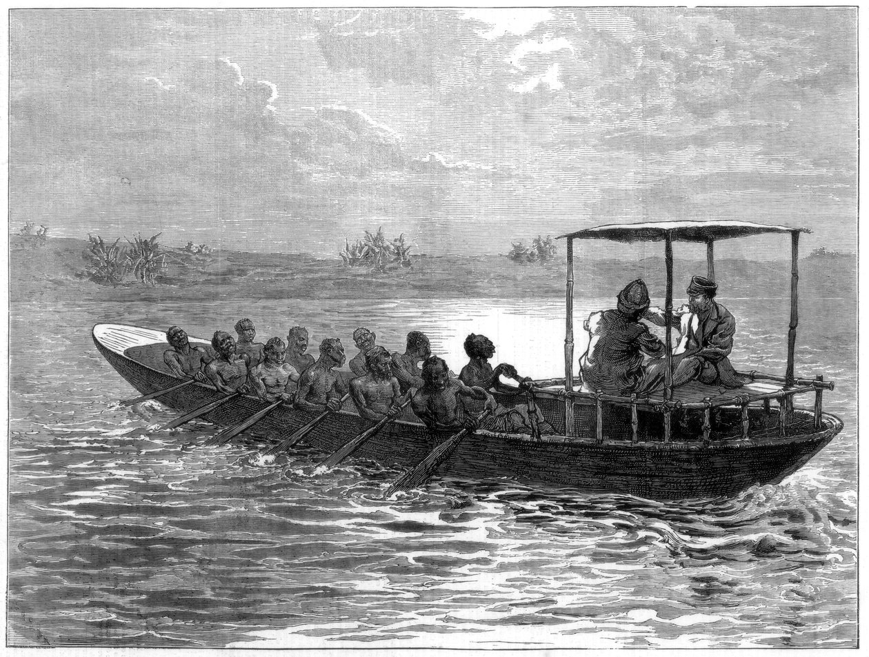 Livingstone a Stanley jdoucí z Ujiji k řece Rusizi, 1871 od Unbekannt