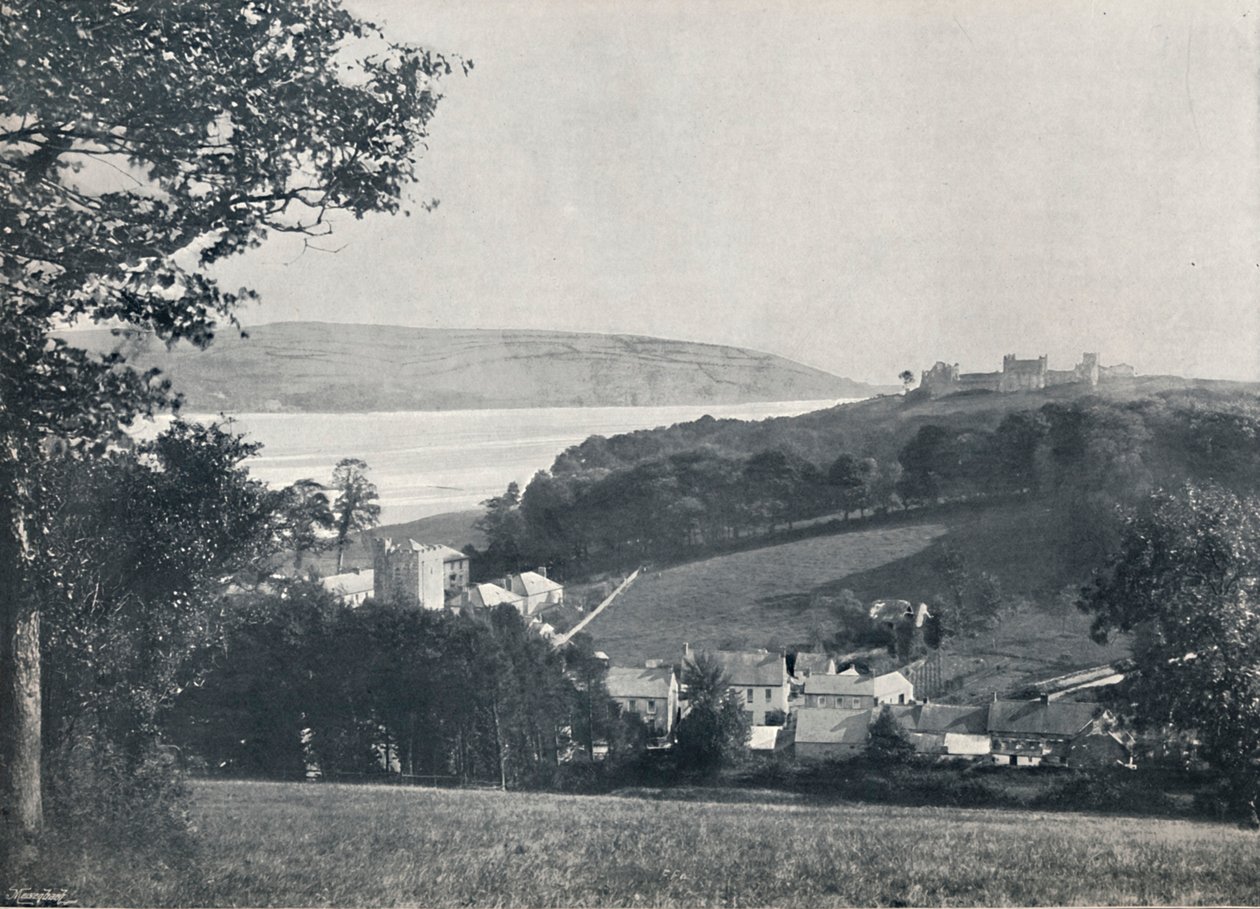 Llanstephan - Vesnice a hradem korunovaný kopec, 1895 od Unbekannt