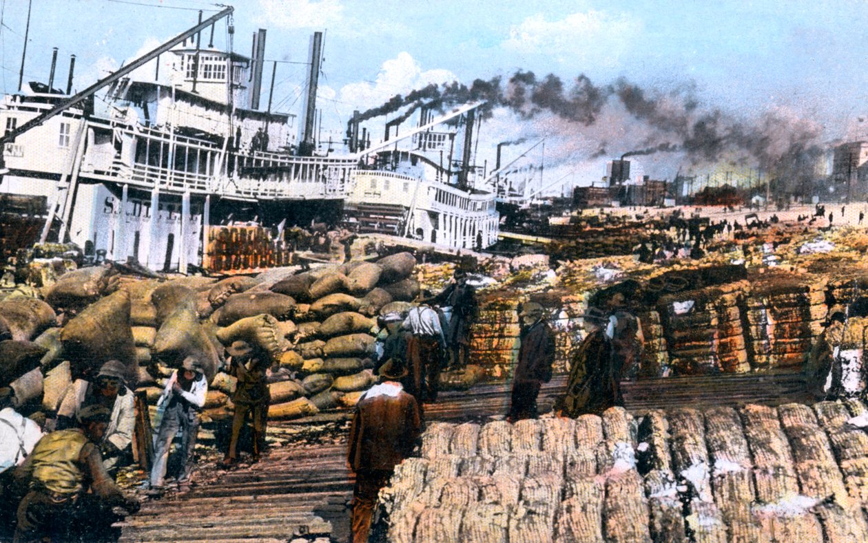 Nakládání bavlny na loď, Memphis, Tennessee, USA, 1900 od Unbekannt