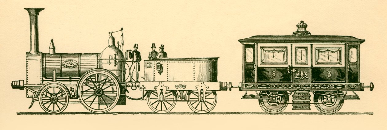 Locomotive and Royal Saloon, London and Birmingham Railway, 1843, 1930. od Unbekannt