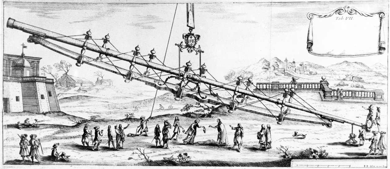 Refrakční dalekohled s dlouhou ohniskovou vzdáleností, 1728 od Unbekannt