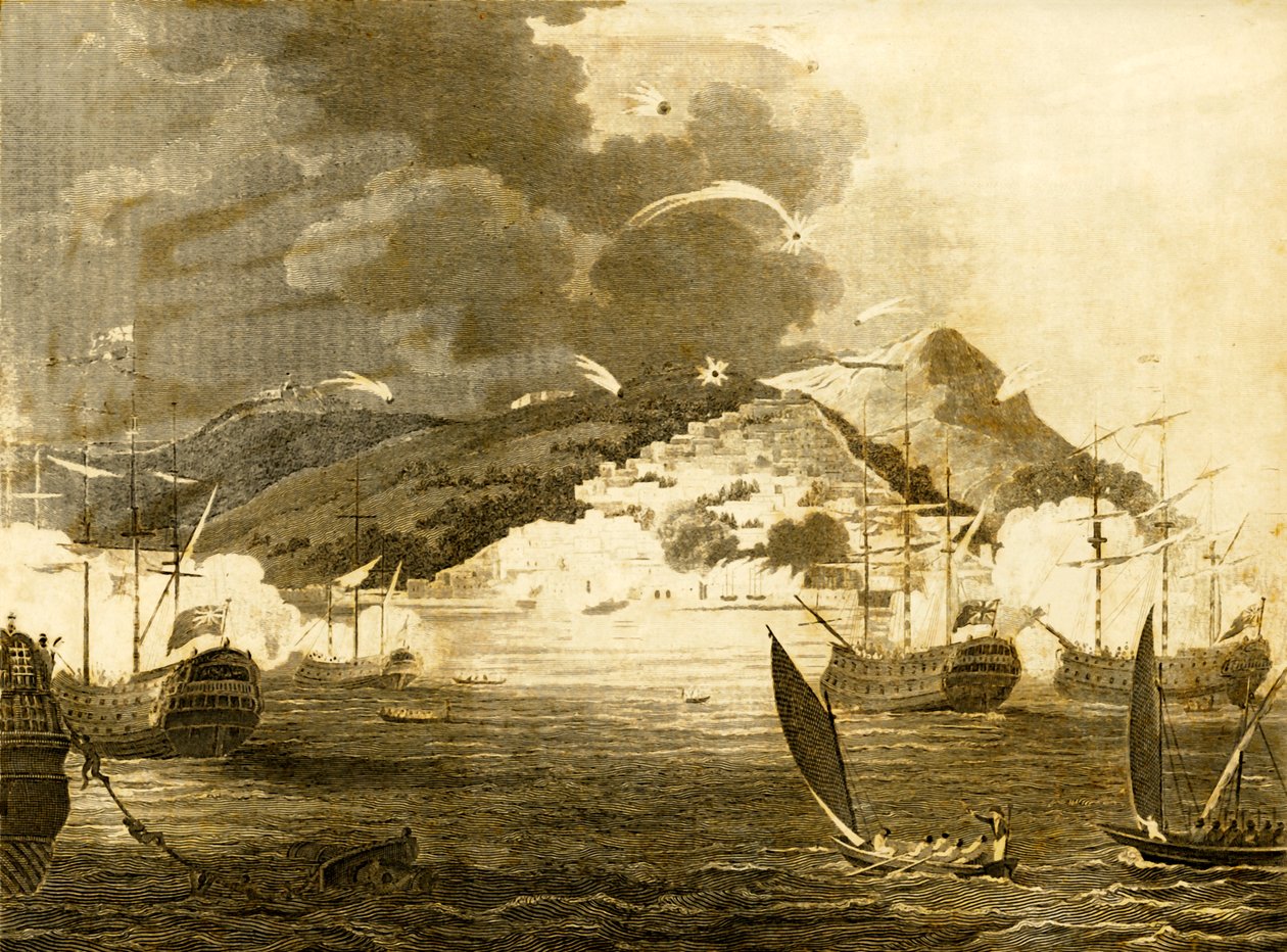 Lord Exmouths Fleet bombarduje město Alžír, 1816. od Unbekannt