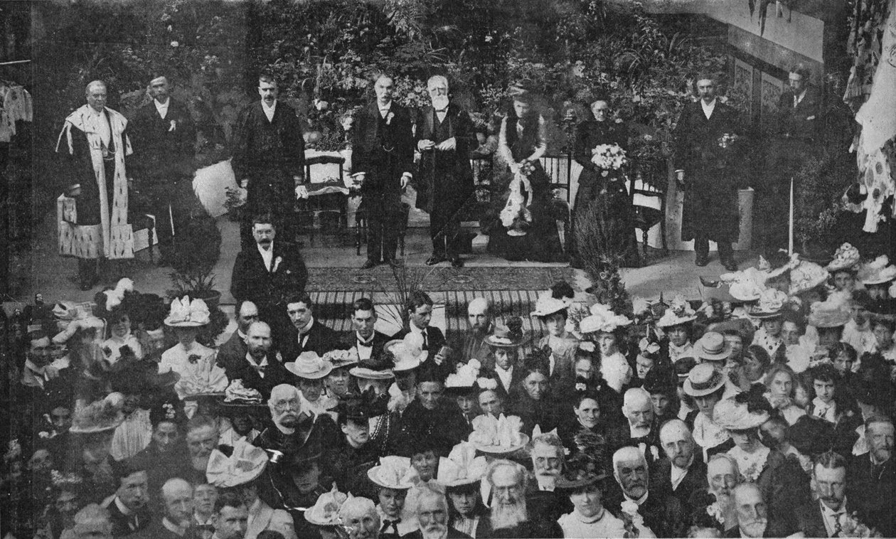 Lord Strathcona otevírá bazar svobodných kostelů ve svém rodném městě Forres, 1900 od Unbekannt