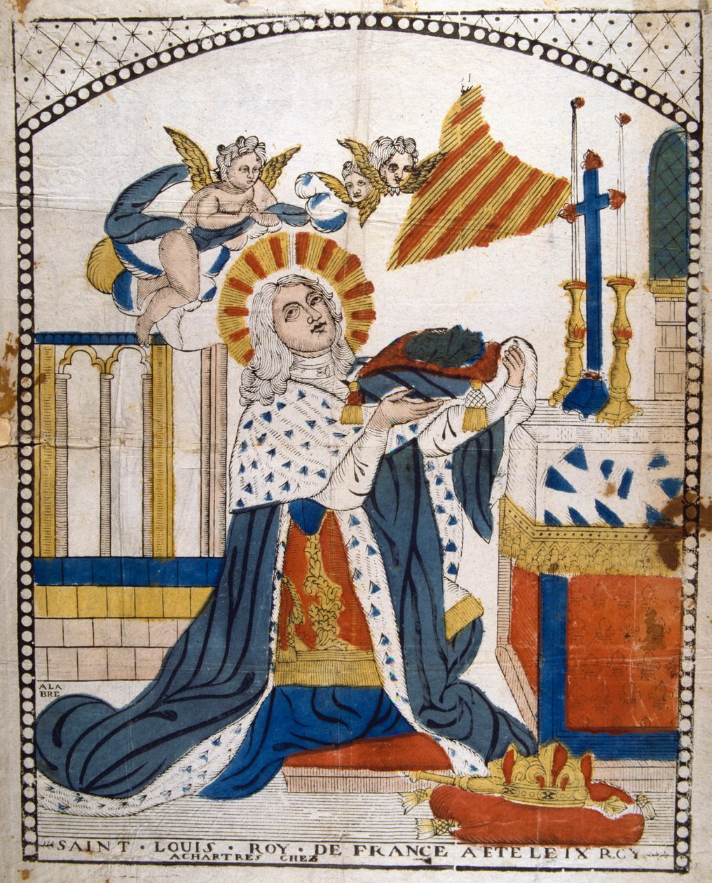 Ludvík IX., francouzský král, v katedrále v Chartres ve svém korunovačním rouchu, 1226 19. stol. od Unbekannt