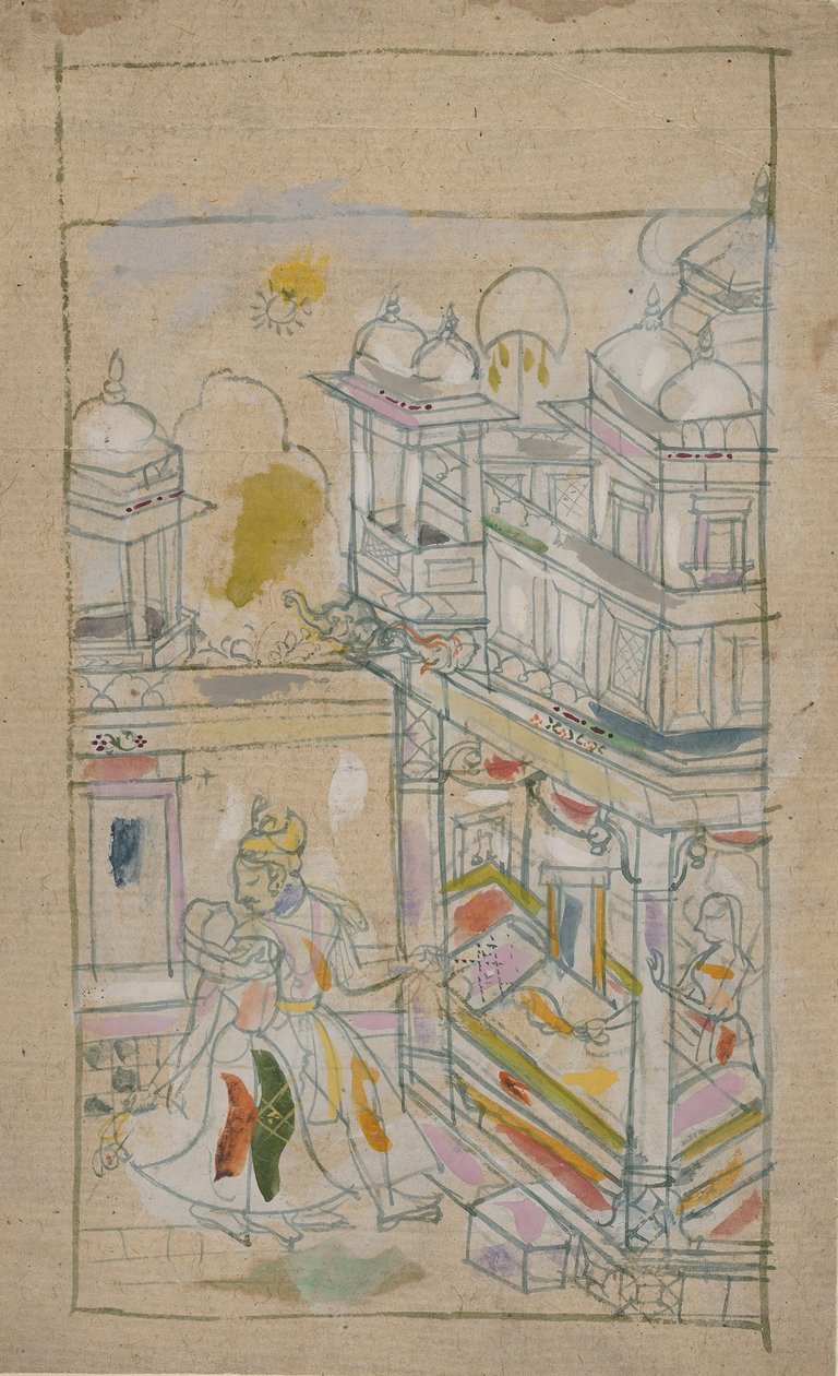 Milenci se vracejí do paláce, konec 18. století. od Unbekannt