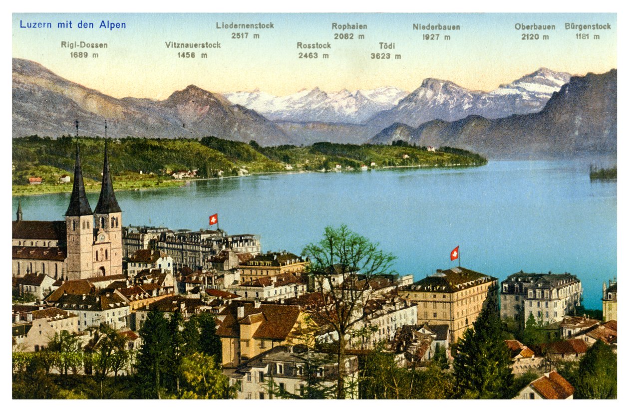 Lucern a Alpy, Švýcarsko, 20. století od Unbekannt