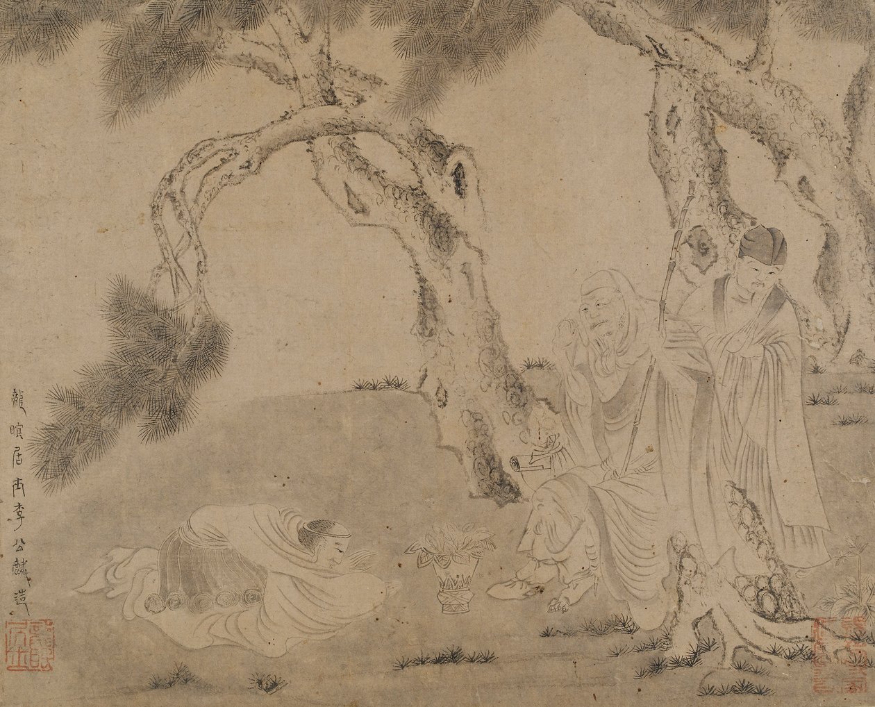 Luohan, doprovod a ctitel pod borovicemi, dynastie Yuan nebo Ming, 1279-1644. od Unbekannt