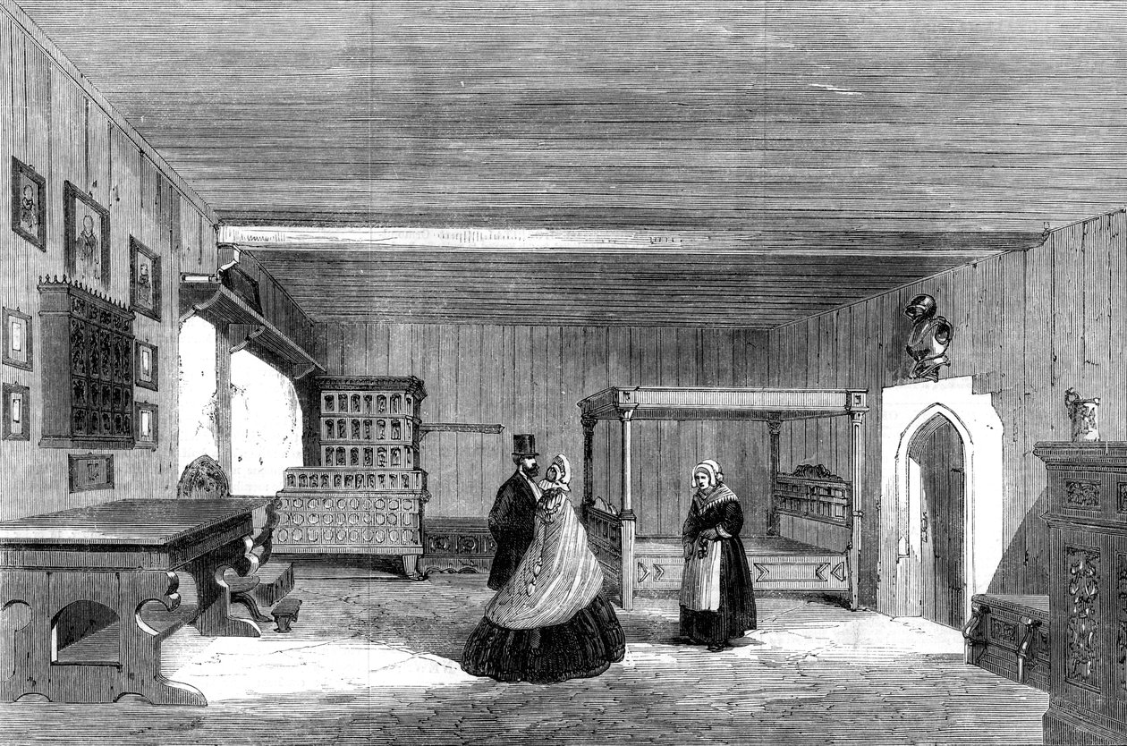 Luthersův pokoj na zámku Wartburg, Eisenach, Německo, 1862 od Unbekannt