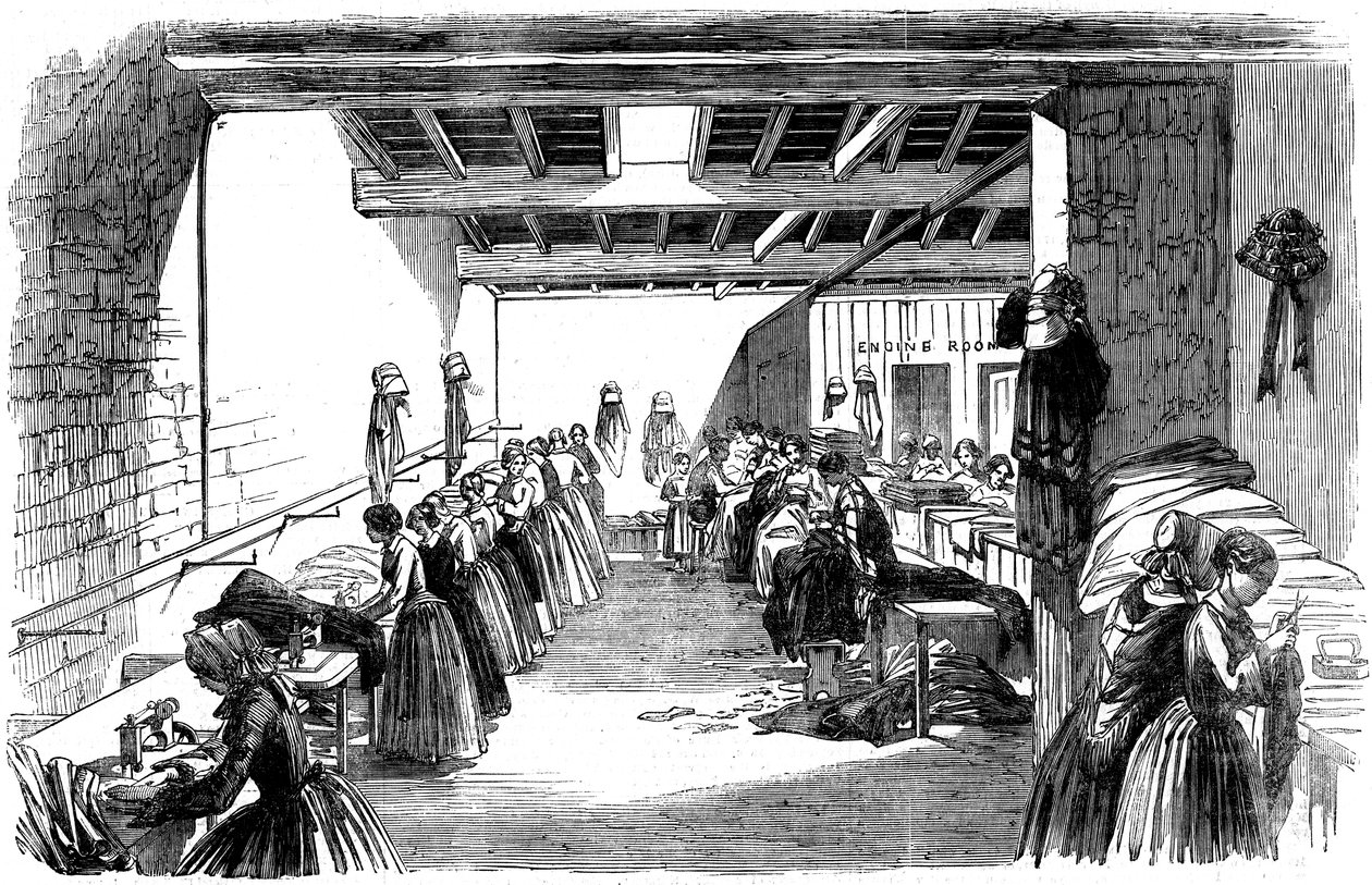Strojovna v parní šicí továrně, 1854 od Unbekannt