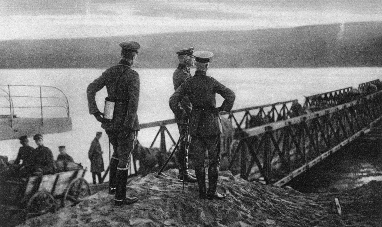 Mackensensova armáda překračující řeku Dunaj, Rumunsko, první světová válka, 1916 od Unbekannt
