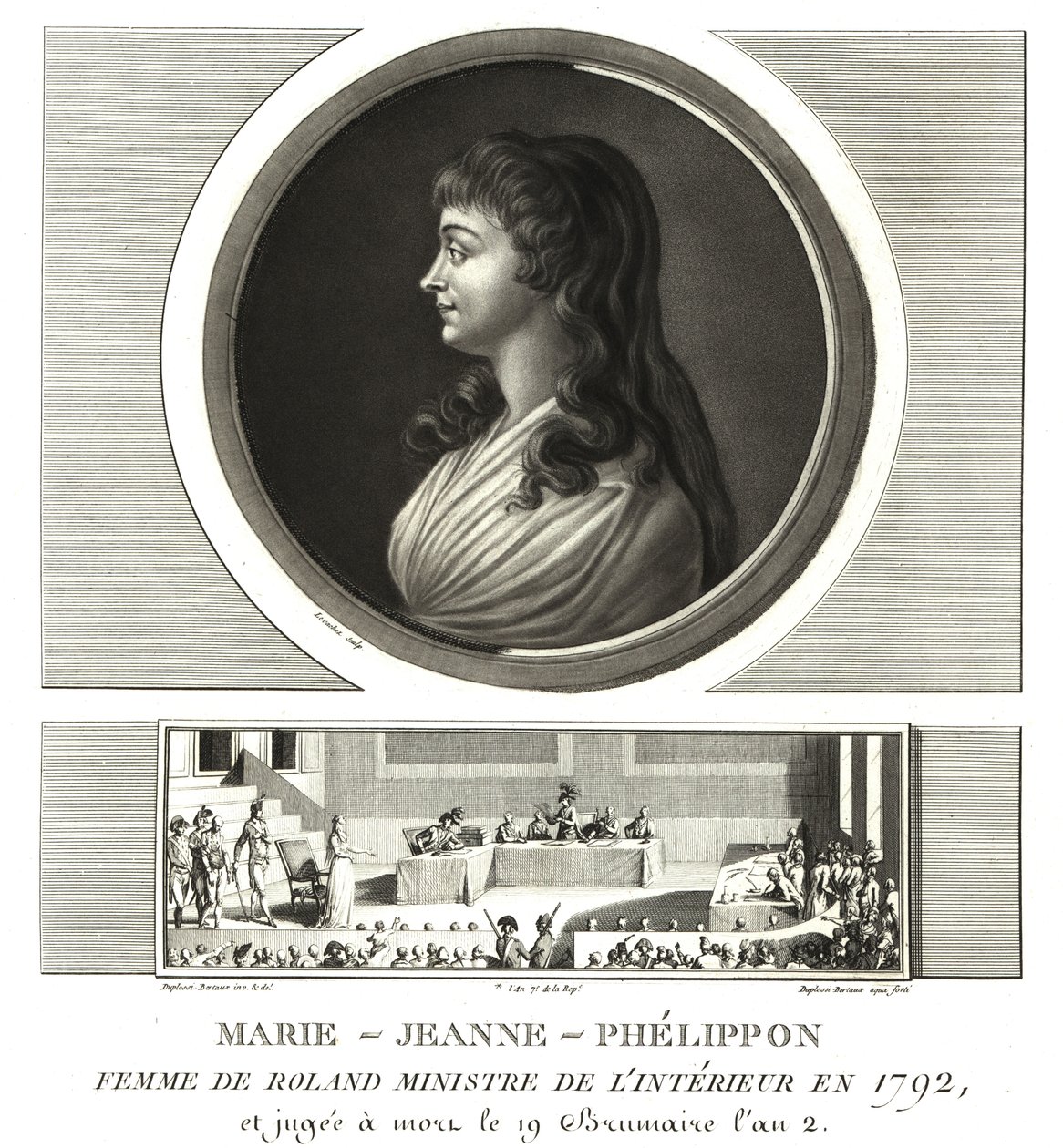 Madame Roland nebo Marie-Jeanne Phelippon (1754-1793), Girondist, spolu se svým manželem Jean-Marie Roland de la Platiere od Unbekannt