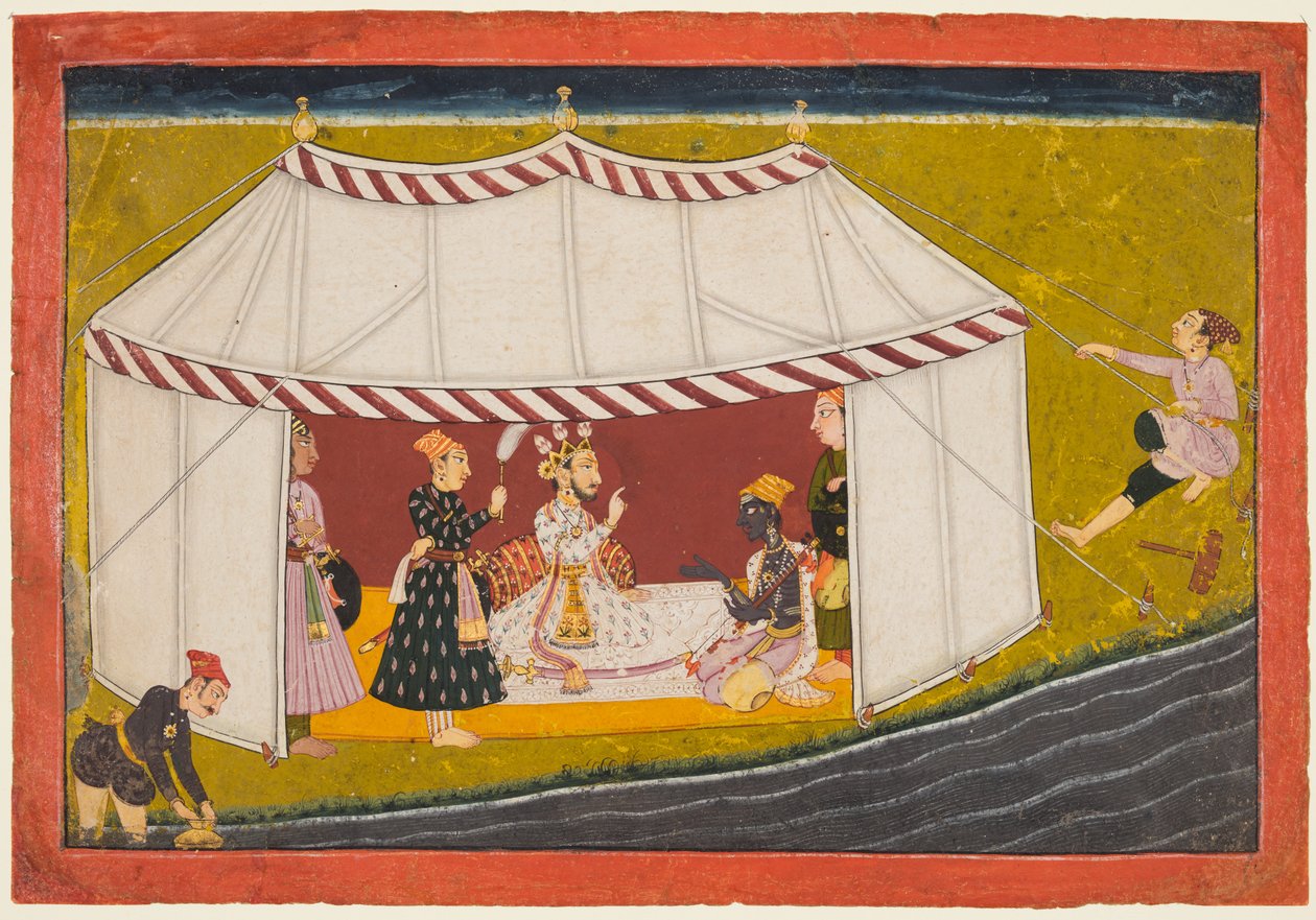 Madhava ve stanu před pravítkem, ze série Madhavanala Kamakandala, c. 1700. od Unbekannt