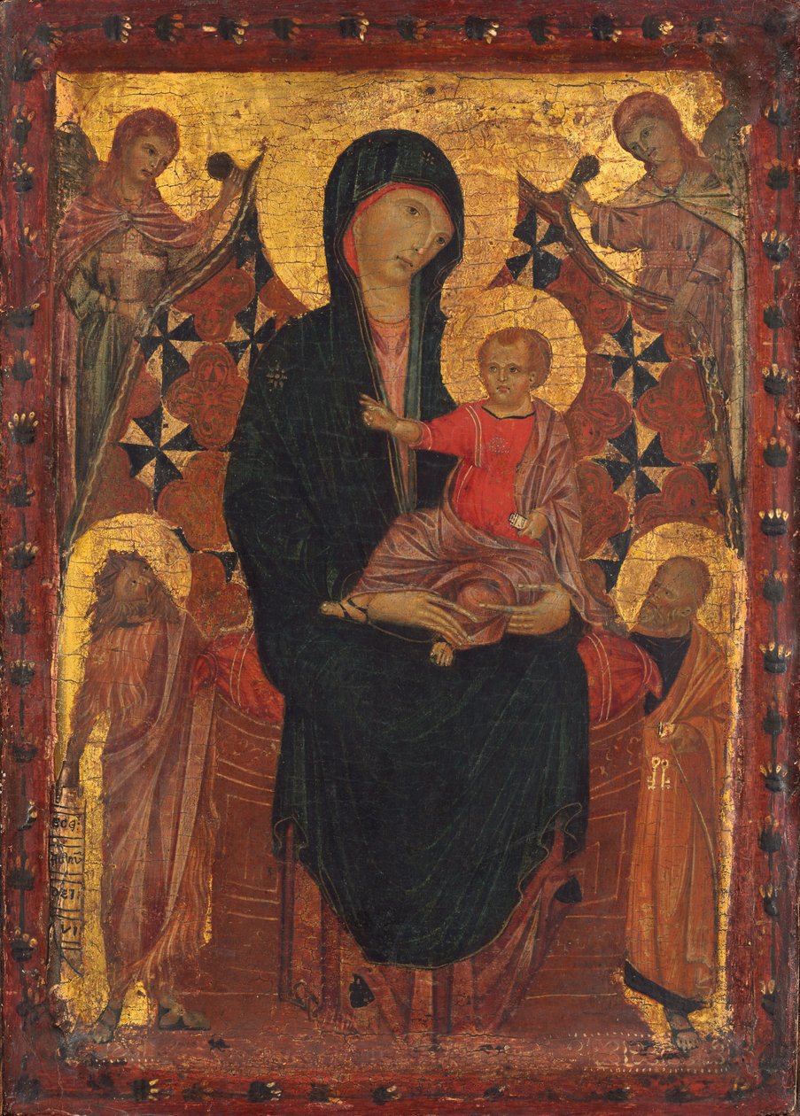 Madona s dítětem se svatým Janem Křtitelem, svatým Petrem a dvěma anděly, c. 1290. od Unbekannt