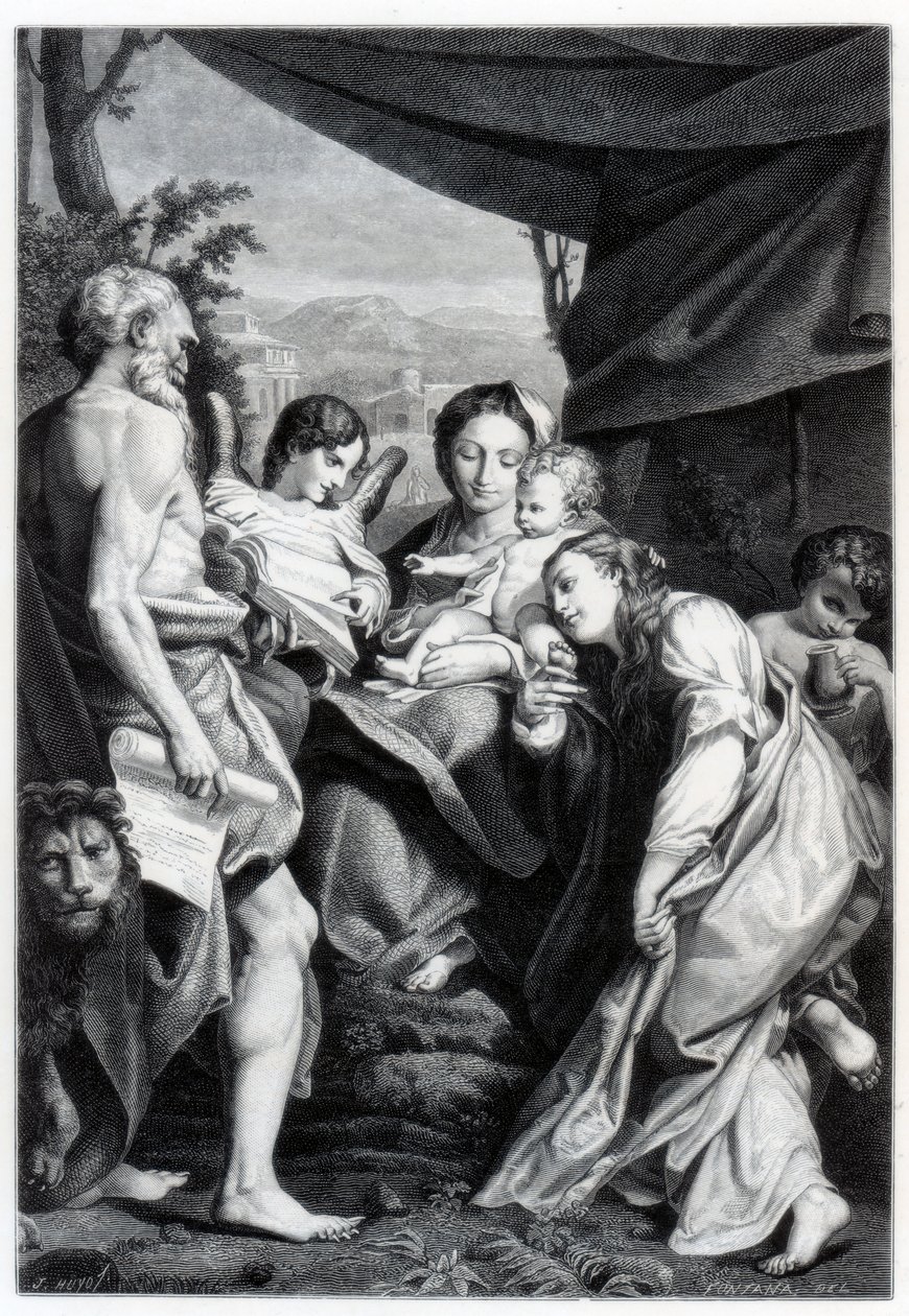 Madonna a dítě se svatým Jeronýmem a Marií Magdalénou Den, 1525-1528 1870 od Unbekannt