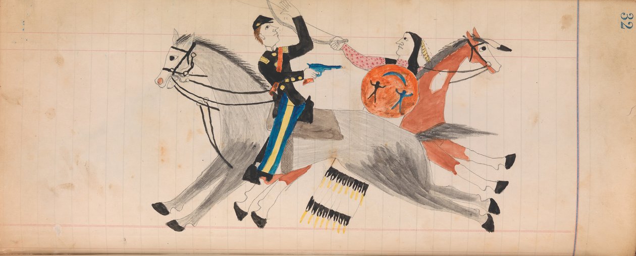 Maffet Ledger: Indián a voják na koni, ca. 1874-81. od Unbekannt