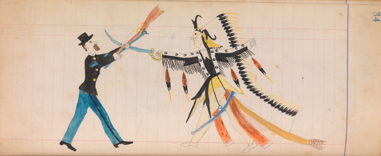 Maffet Ledger: Indiánský náčelník a voják, ca. 1874-81. od Unbekannt
