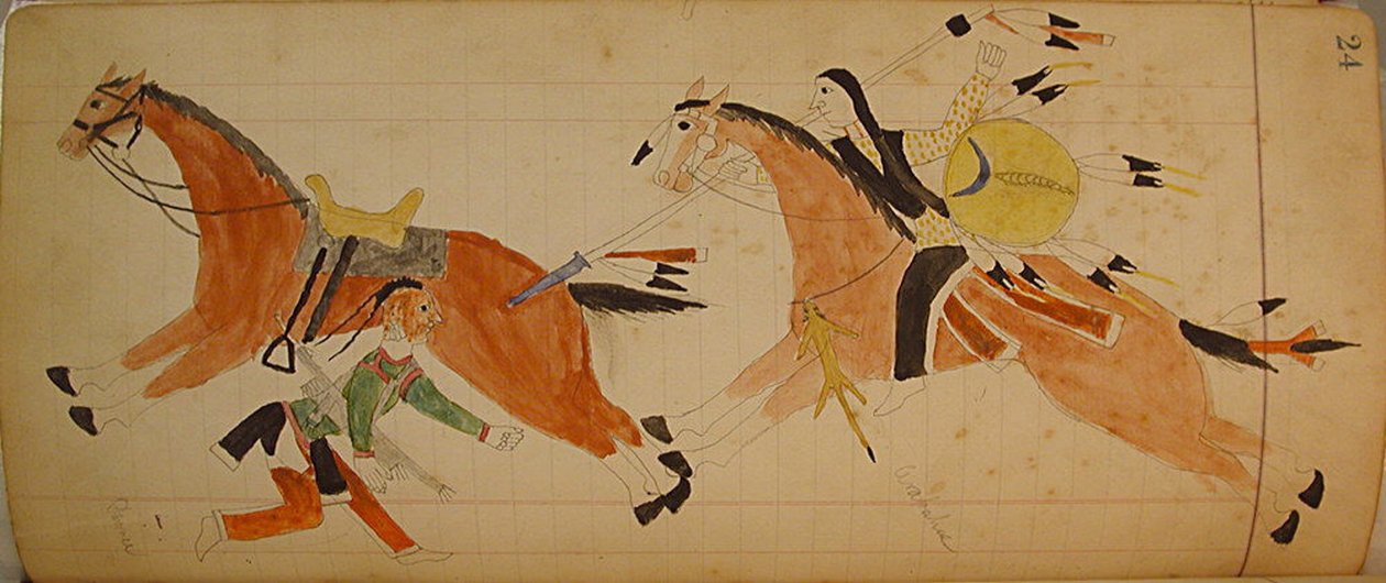 Maffet Ledger: Dva indiáni s koňmi, ca. 1874-81. od Unbekannt