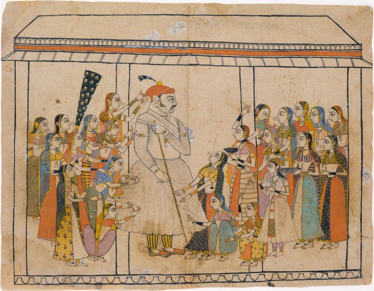 Maharaja Raj Singh zbožňovaný svými dámami, ca. 1710-20. od Unbekannt