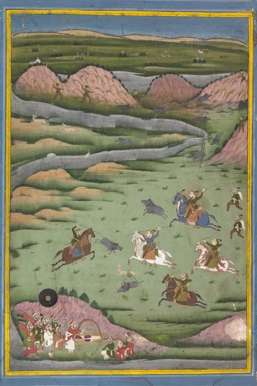 Maharana Amar Singh II nebo Sangram Singh Lov divokých prasat, 19. století. od Unbekannt