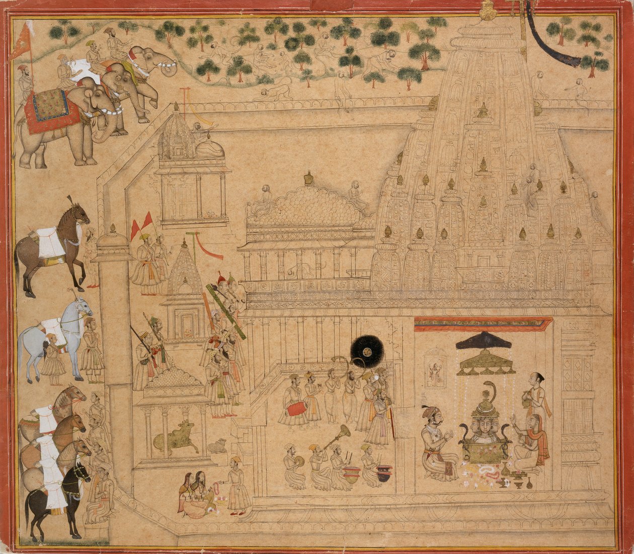 Maharana Amar Singh z Mewar v chrámu Eklingji, c1705 od Unbekannt