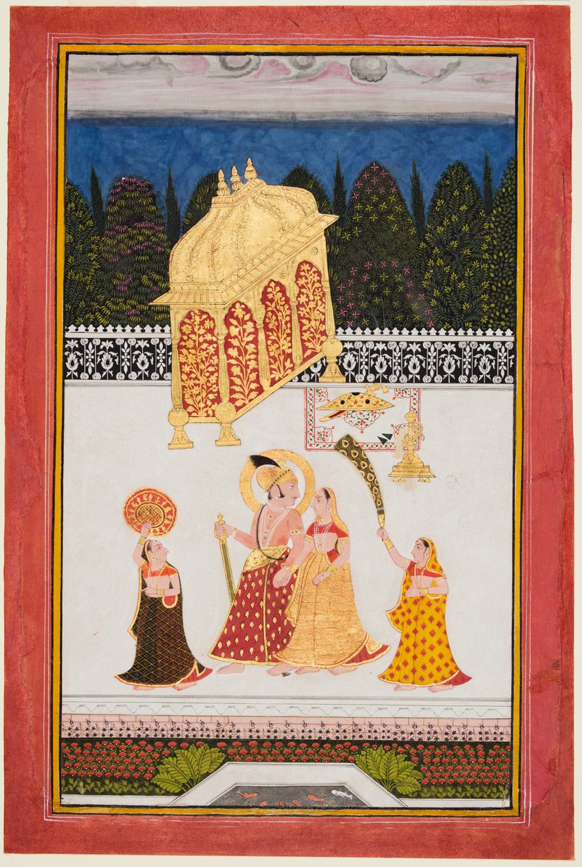 Maharana Ari Singh c. 1761-73 a jeho choť na terase, ca. 1761. od Unbekannt