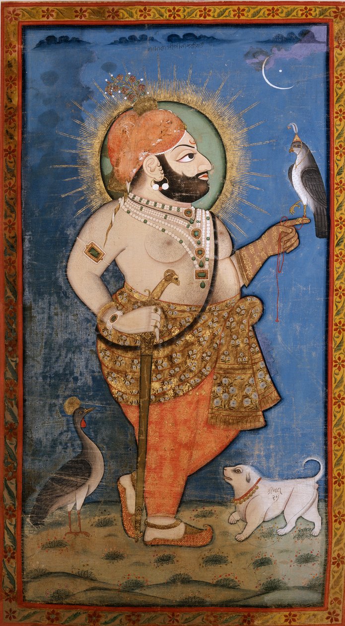 Maharana Bhim Singh s jestřábem, 1805-1810 od Unbekannt