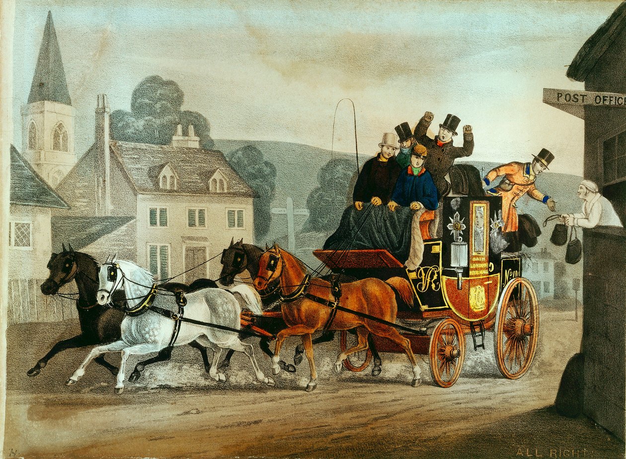 Poštovní autobus na trase Bath to London, c1840 od Unbekannt