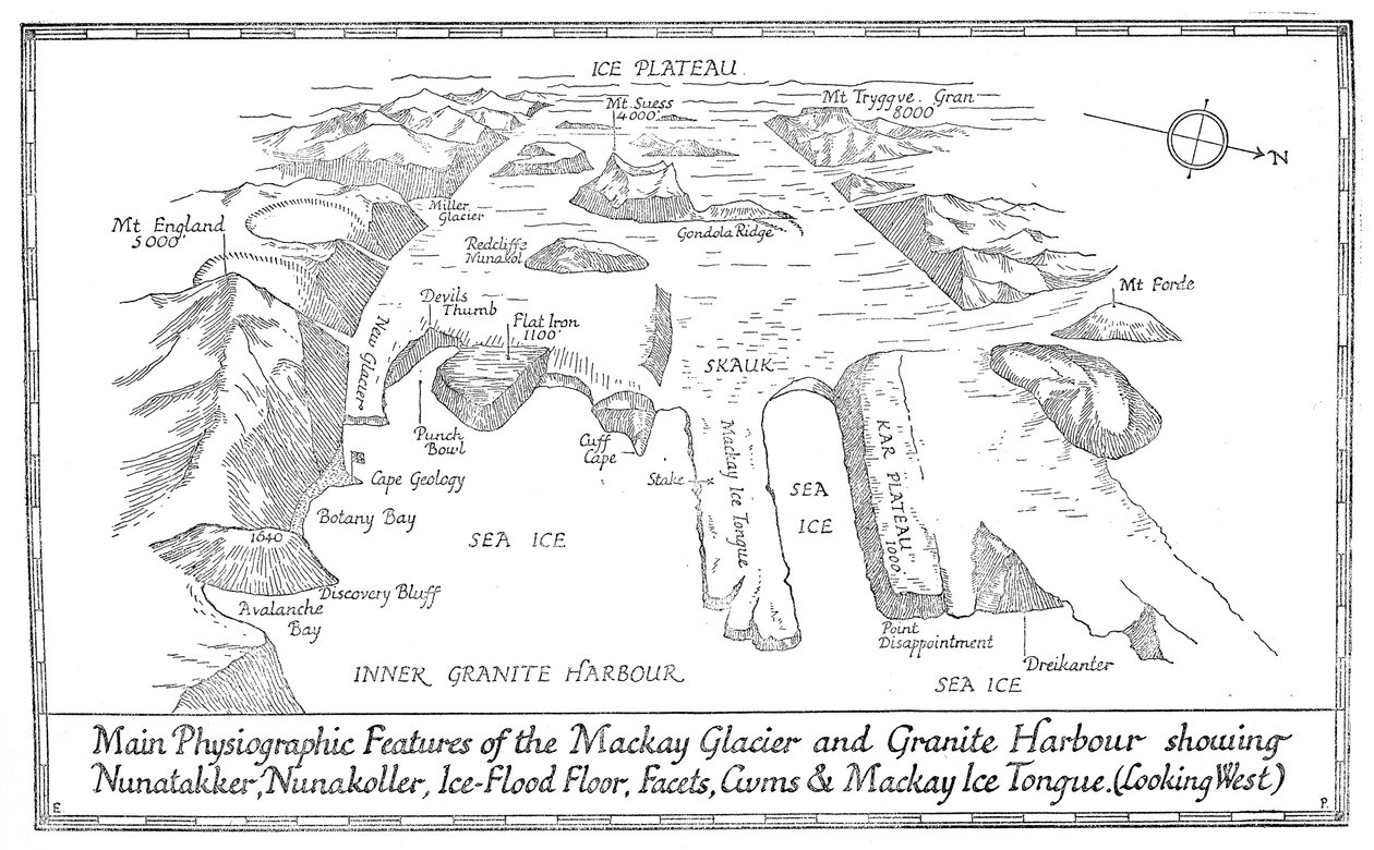 Hlavní fyziologické rysy ledovce Mackay a Granite Harbour, 1913 od Unbekannt