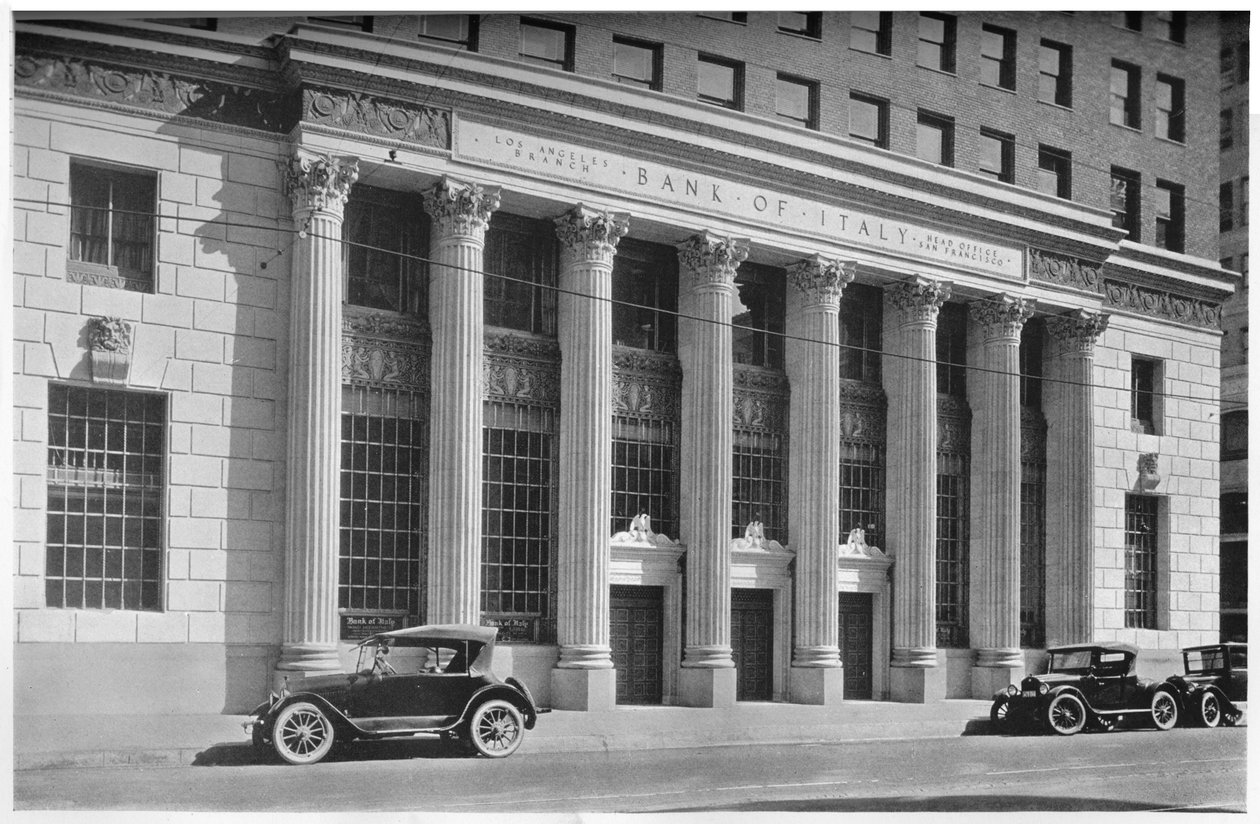 Hlavní vchod do Bank of Italy, Los Angeles, Kalifornie, 1924 od Unbekannt