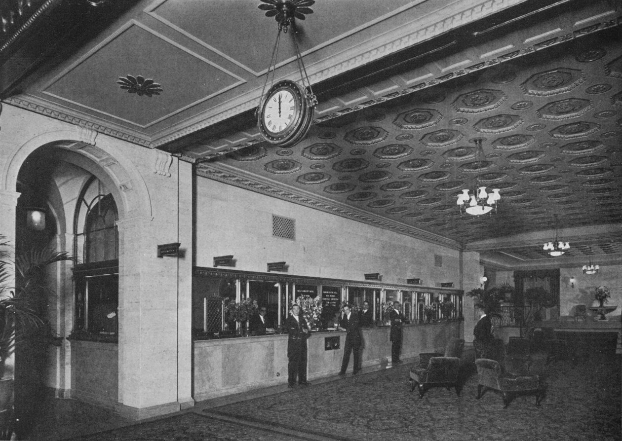 Hlavní kancelář sousedící se vstupní halou, Roosevelt Hotel, New York City, 1924 od Unbekannt
