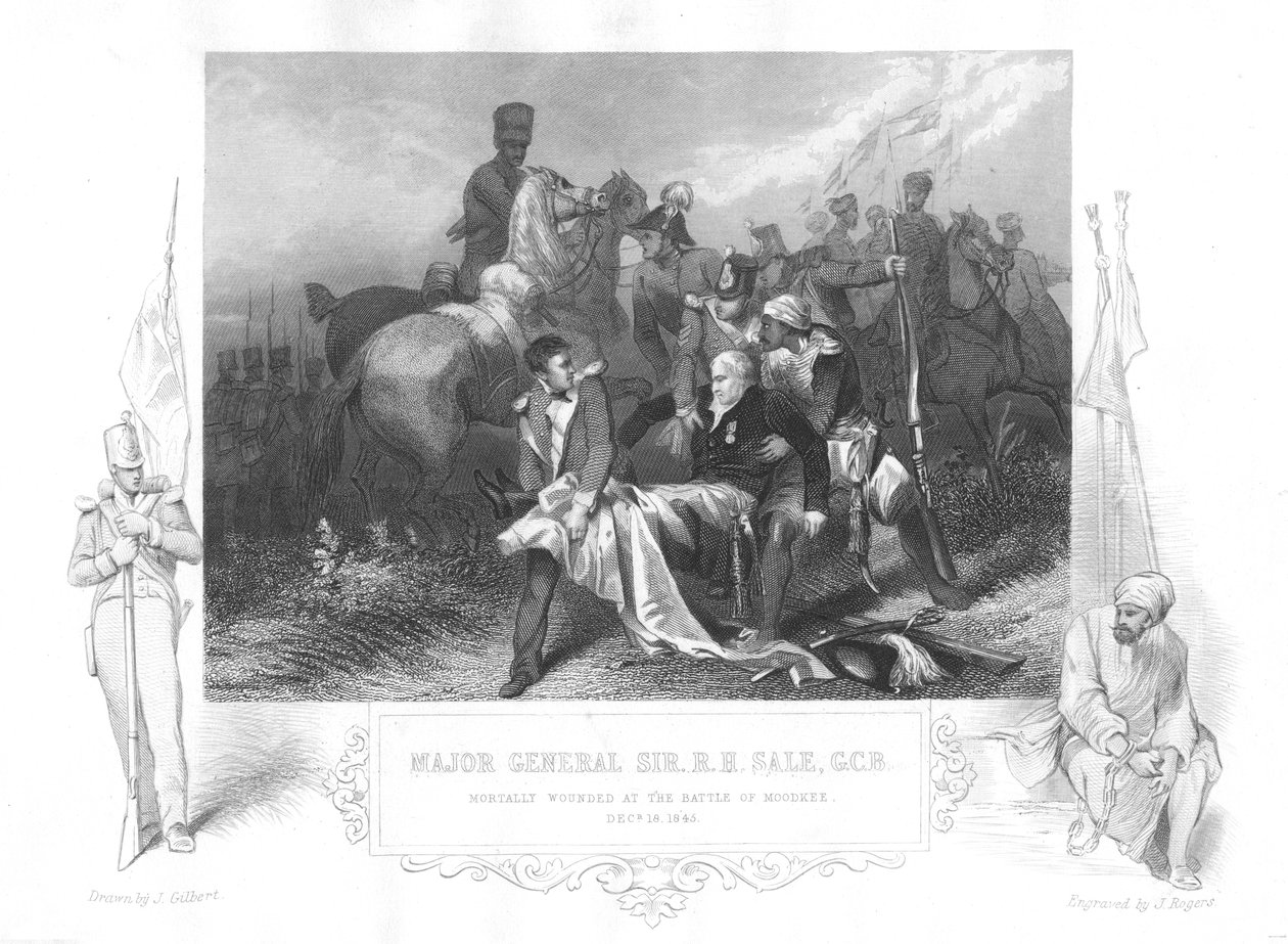 Generálmajor Robert Henry Sale smrtelně zraněn v Moodkee Mudkhi, 1845. od Unbekannt