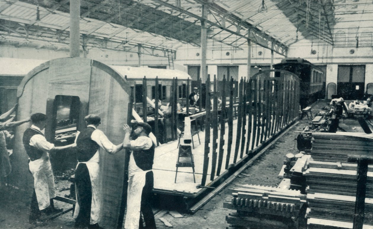 Výroba železničního vagónu, 1922. od Unbekannt