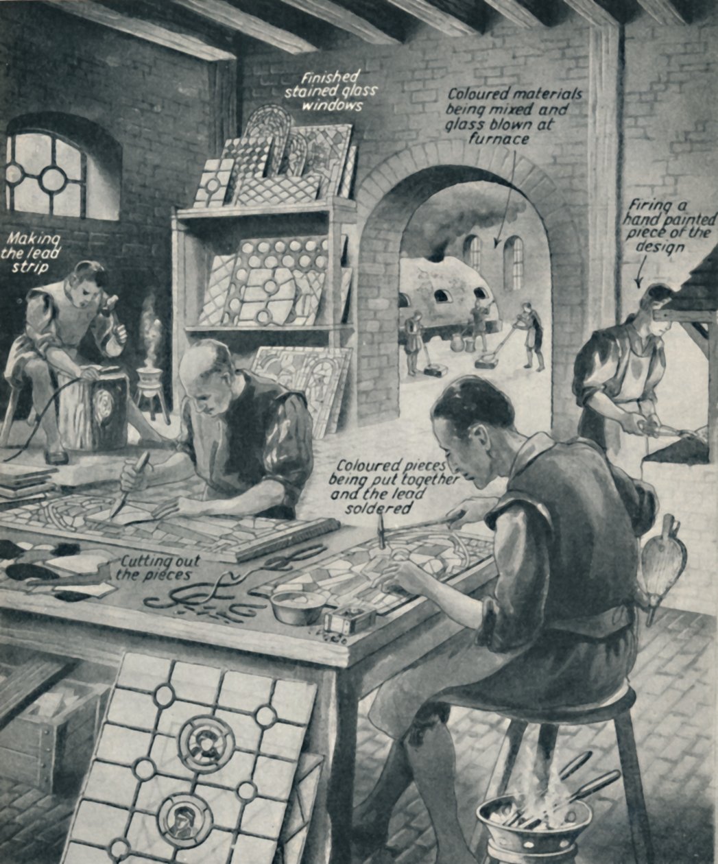 Making A Stained Glass Window, c1934 od Unbekannt