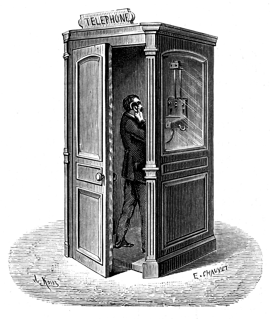 Volání z telefonní budky, 1888 od Unbekannt