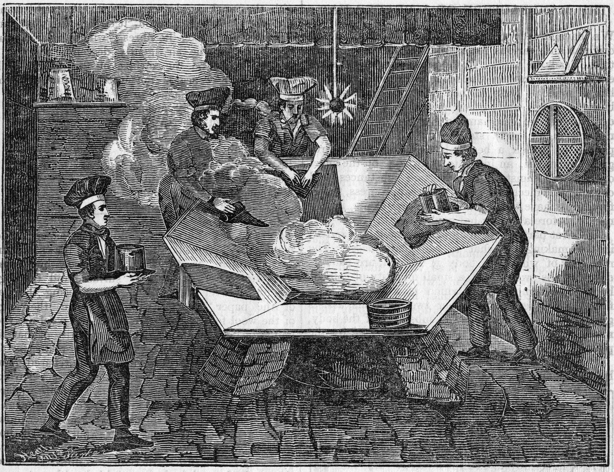 Výroba bobřích klobouků, 1835 od Unbekannt